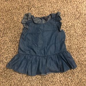 Polo Ralph Lauren Girls’ Chambray Flutter Sleeved Peplum Top